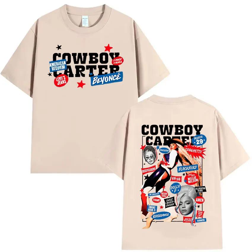 Beyonce Cowboy Carter Album 2025 Graphic T-Shirt Men Women Hip Hop Aesthetic Clothing T Shirt Summer Retro Oversized Cotton Tees