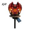 Gothic Demon Yard Ornament Dragon Solar Garden Light, Outdoor Gargoyle Statue with Warm LED Lighting, Halloween Cemetery Decoration Waterproof