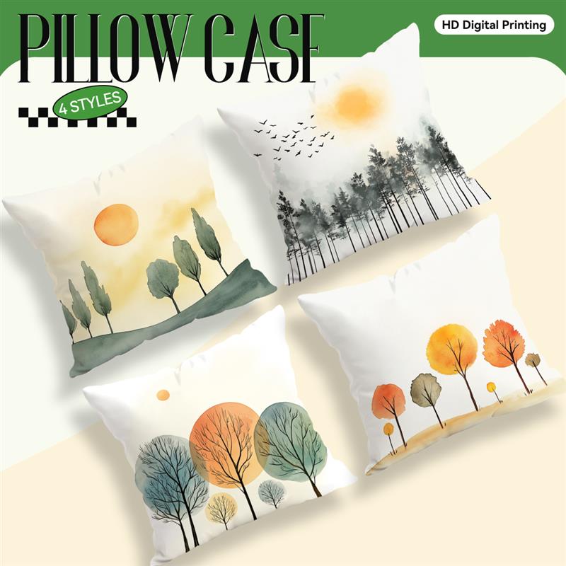 Modern Watercolor Tree Cushions Pillowcase Printed Polyester 45X45Cm Throw Pillow Cover Decorative Sofa Cushion Pillowslip