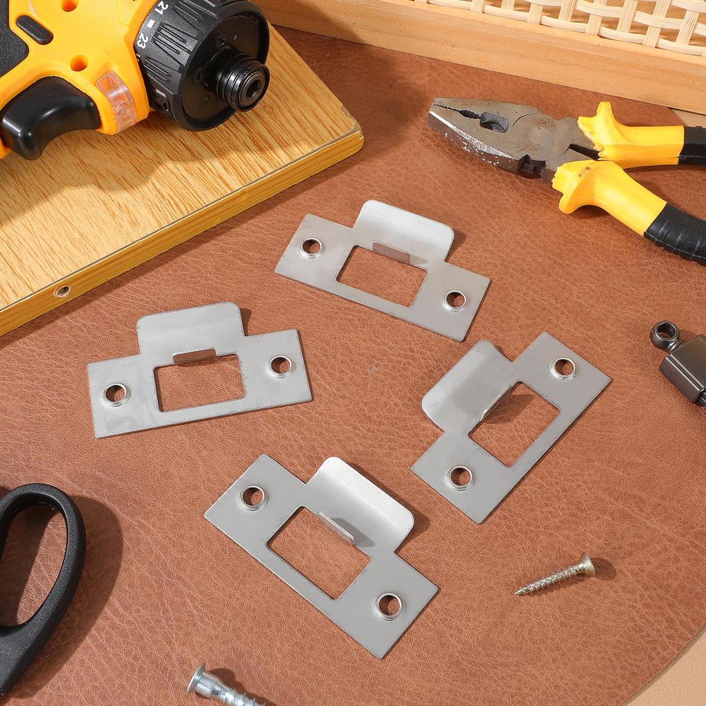 4Pcs Lock Tongue Strike Plates Stainless Steel Door Cover Plate Heavy Duty Deadbolt Strike Plate Door Reinforcement Kit