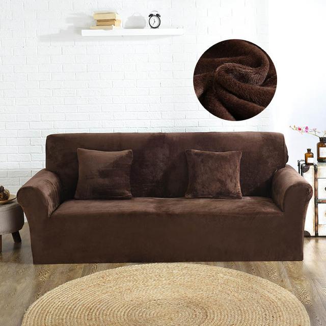 

Thick Plush Sofa Cover All Inclusive Soft Couch Slipcover For Living Room Durable Stretchable Sofa Towel Cover 1-seater 90-140cm