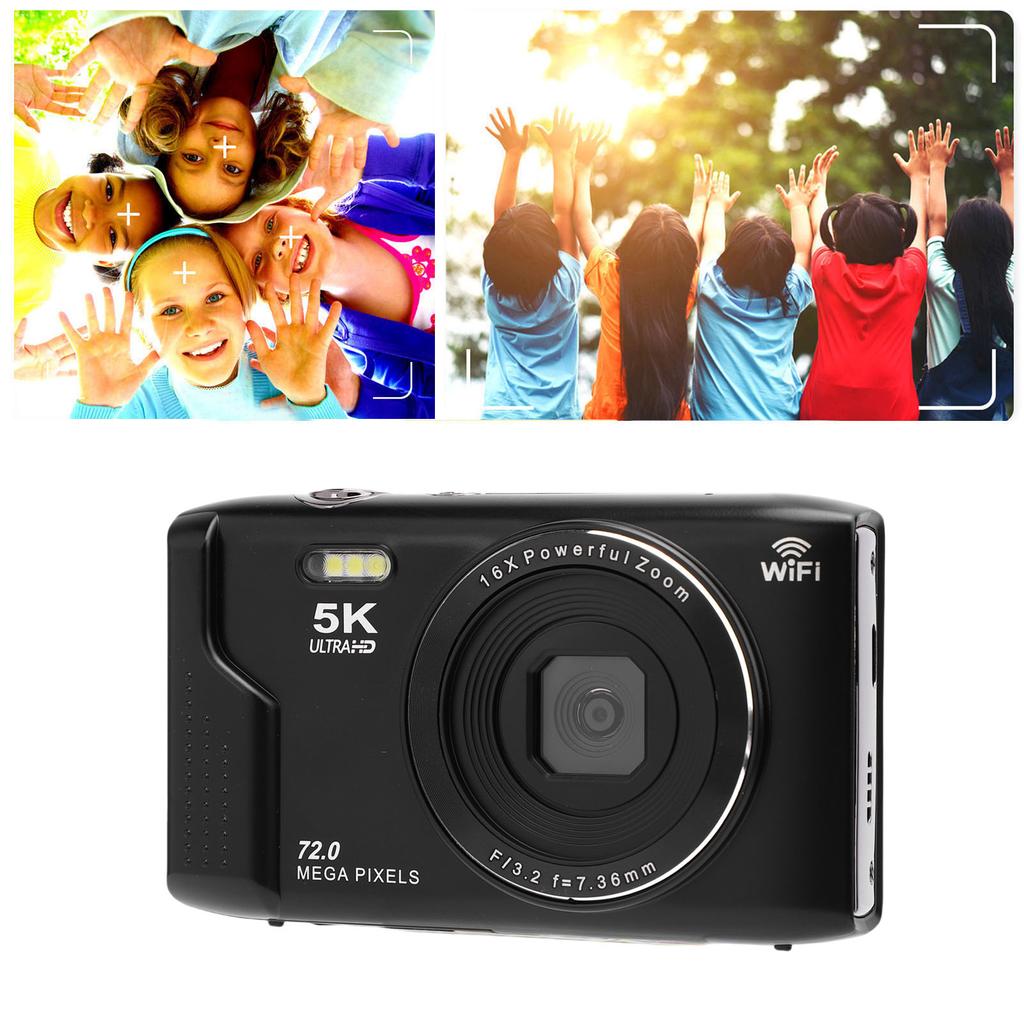 5K Digital Camera 72MP 2.8 Inch   HD Screen 16x Digital Zoom Auto   WiFi Digital Camera with Built in Flash for Travel Photography