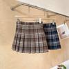 Korean Style Plaid Woolen High Waist A-Line Pleated Skirt for Women, Plus Size, College Fashion