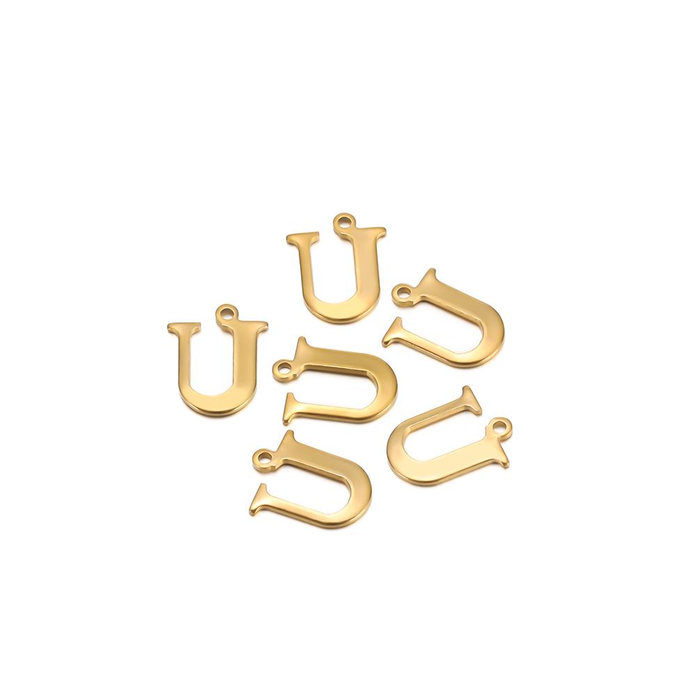 30pcs Stainless Steel Gold Color 26 Letter Pendant Alphabet Charms Necklace Pendant Bracelet Making Earring Findings DIY Jewelry