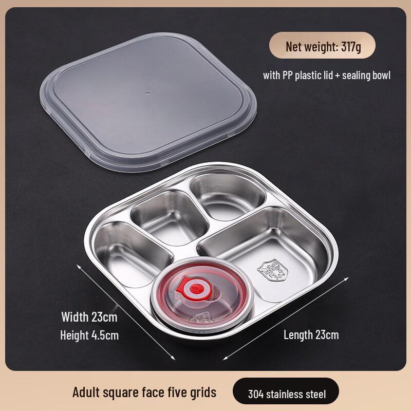 304 Stainless Steel Square Canteen Plate Set
