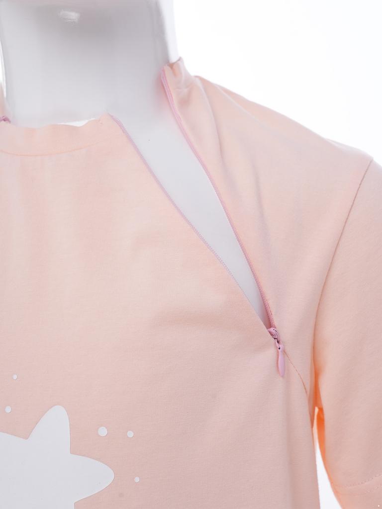 Kids Boys Girls Special Needs Adaptive Clothing Short Sleeve Rainbow Print Chest Port Access Chemo T-shirt with Zippers