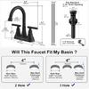 3 Hole Matte Black Bathroom Faucet with Pop-up Drain, 4 Inch Centerset, Stainless Steel Lead-Free for Sink Vanity