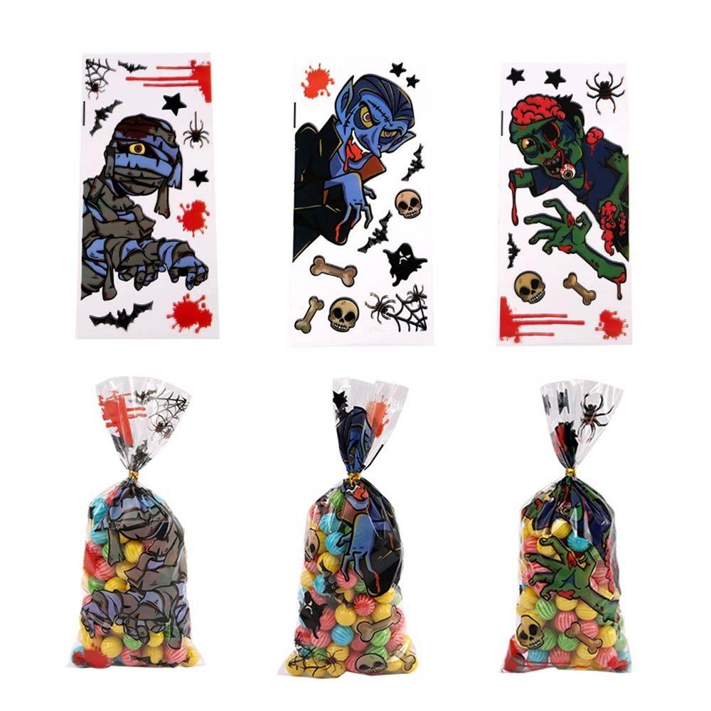 

Подарочные пакеты Favor 50 шт., пластиковые пакеты для Хэллоуина с плоским горлышком, сделай сам, тыква, привидение, летучая мышь, украшение на Хэллоуин