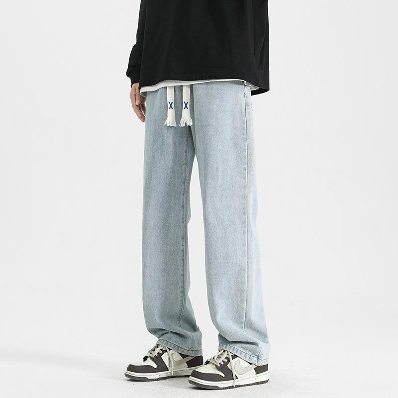 

Прямые джинсы мужские весна и осень универсальные свободные уличные широкие брюки повседневные длинные брюки мужские 3XL