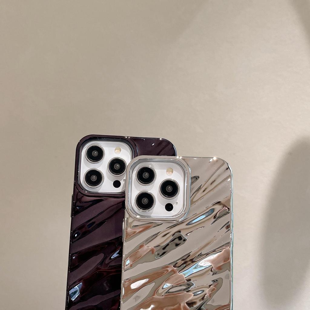 3D Electroplated Wrinkle Pattern Phone Case for iPhone 16 Pro Max, Compatible with Apple 15/14/13, Premium Feel