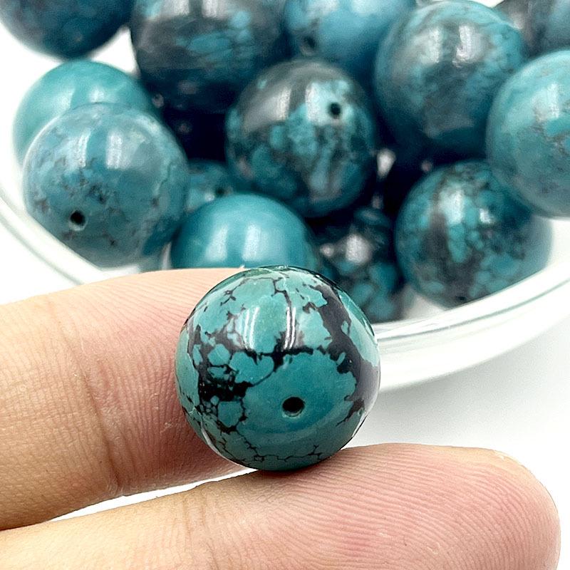 Pendente Grande in Porcellana da 14mm Fiore Wulan Turchese Perla Buddista Hubei Filo di Ferro Turchese