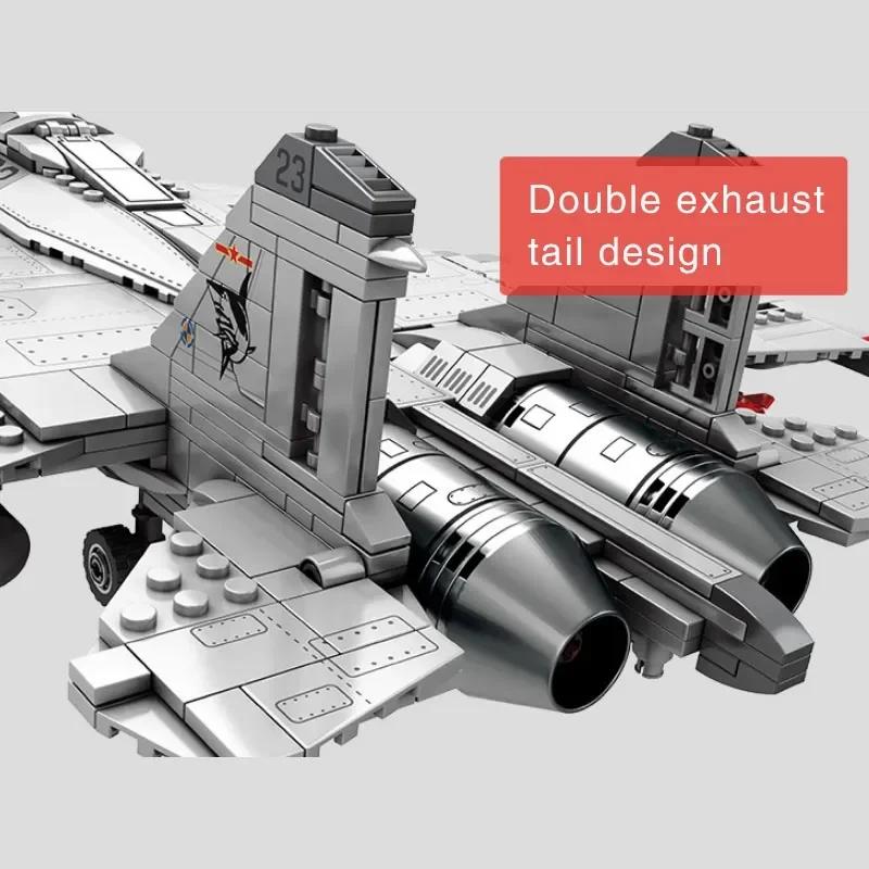 1186 bucăți militar chinezesc J-15 Carrier Fighter Aircraft Flying Shark Model Building Blocks Avion Cărămizi pentru copii Baiat Jucărie Cadou