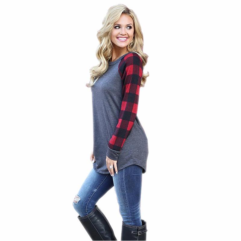 Striped Blouse Womens Plaid Long Sleeve Ladies Top T Shirt Loose Tops Casual