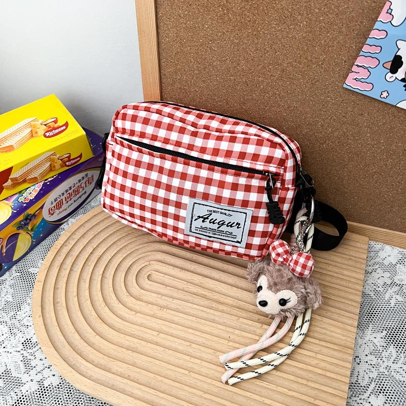 2025 New Mobile Phone Bag Trendy Messenger Women's Bag Student Korean Version Simple Plaid Small Satchel Mini Small Bag