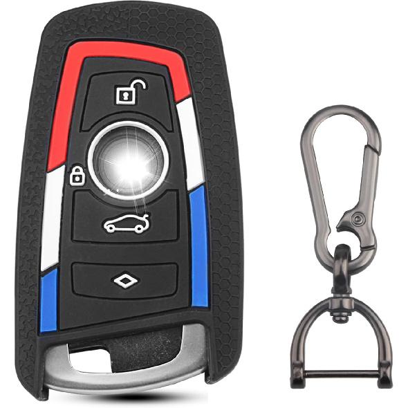 QBUC for BMW Key Fob Cover, Silicone Key Shell Case for BMW X3 X5 X4 X1 X6 2 3 4 5 6 7 Series M3 M5 M6 GT3 GT5 G30 F10 F20 Key Protector with