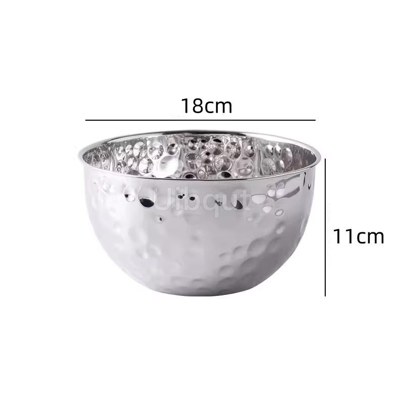 Gold /Silver Stainless Steel Hammer Point Fruit Bowl Salad Plate Egg Pot round Baking Mixing Cooking Bowl CreativeDecoration