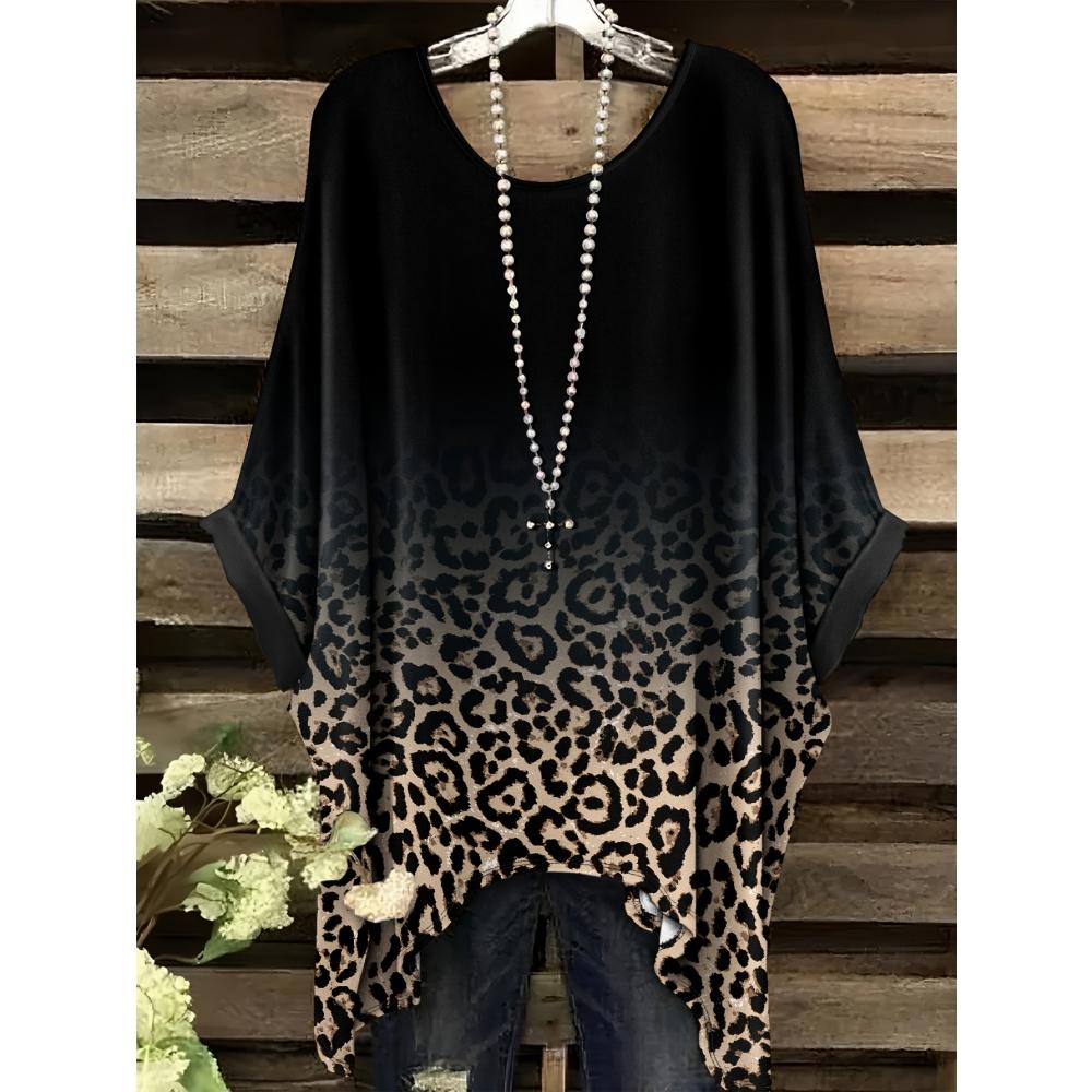 Damska Koszulka z Nadrukiem Zwierzęcym Modny Top do Formalnych Okazji Można Prać w Pralce Codzienny Damski T-shirt z Krótkim Rękawem Wygodne Vintage Odzież