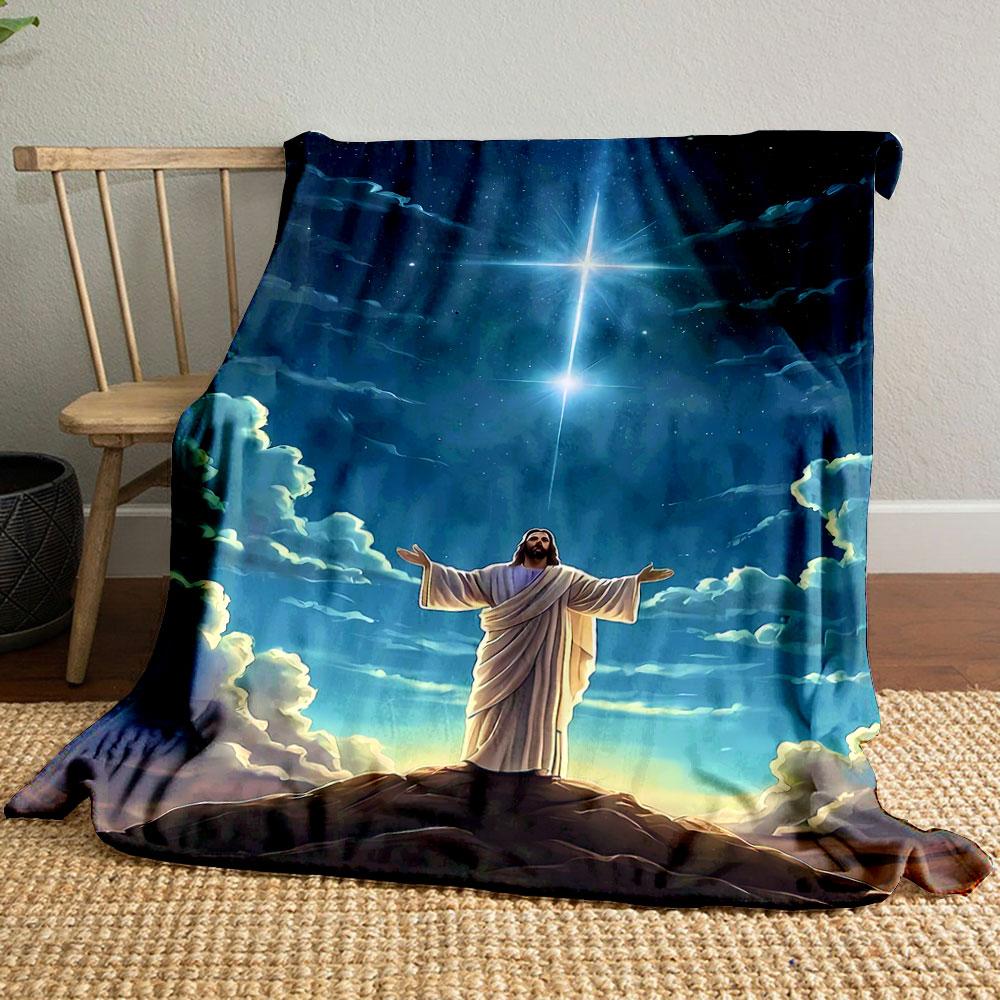

Jesus Cross Starry Sky Blanket Printed Blanket for Living Room Bed Couch lunch break Soft Cozy Blanket for Friend s festival Gift 80cm x 120cm
