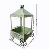 Decorative Garden Flower Cart Planter, Iron Wagon Pot Display with Canopies and Open Storage Tray for Home Patios Courtyards Display