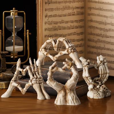 Skeleton Hand Figurine Halloween Gothic Love Heart Gesture Bone Hand