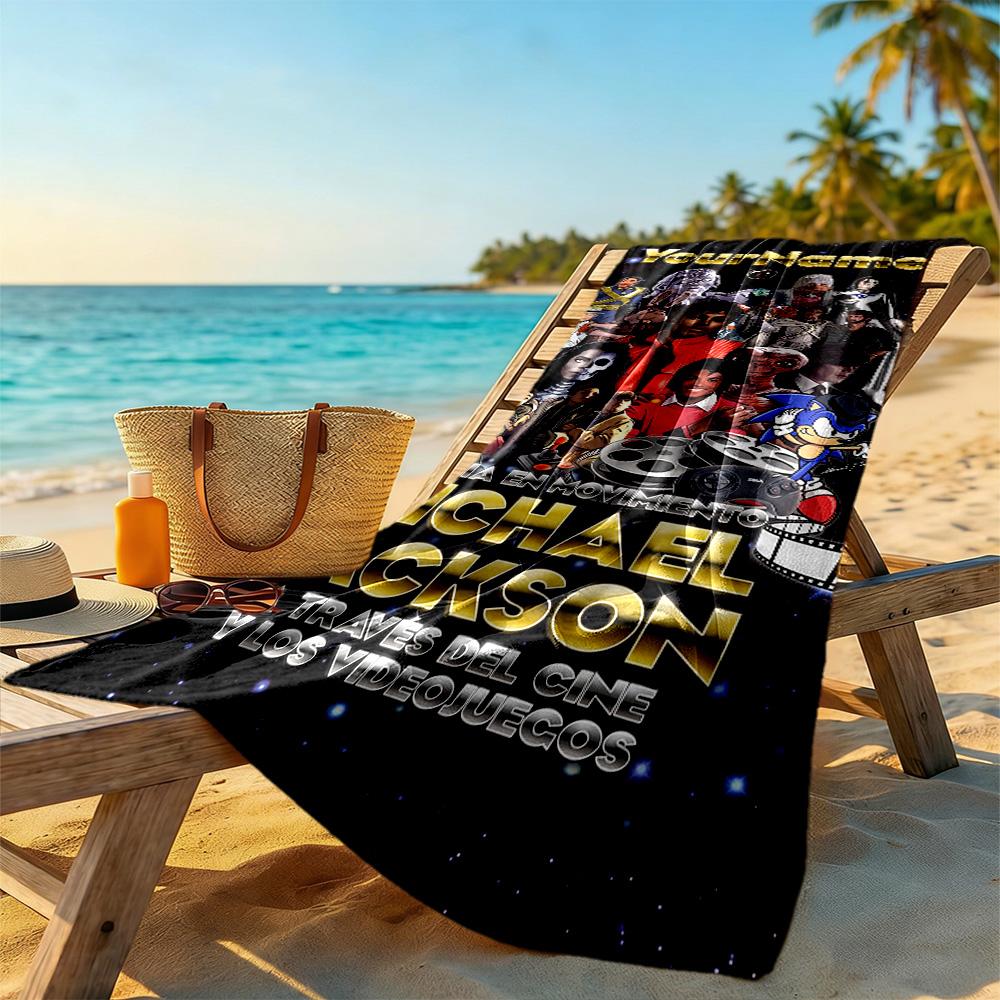 Michael Jackson Customized Name Beach Towel Super Soft & Absorbent Suitable for Swimming Gym Camping Yoga Vacation