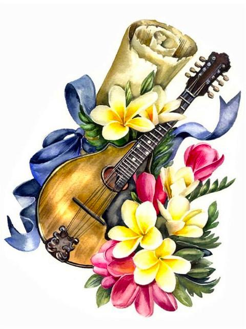 Full Square Diamond Mosaic Landscape Piano Picture Of Rhinestones 5D Diamond Painting Flower Guitar Home Decoration