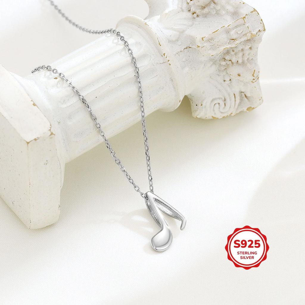 S925 pure silver note necklace, women's minimalist music symbol pendant, collarbone chain, small and fresh artistic style, daily necklace