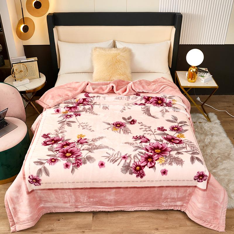 Double-Layer Thickened Raschel Blanket - Super Soft Anti-Static Fleece for Autumn/Winter, Perfect Wedding Gift.