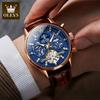 OLEVS Luxusní značka Pánské automatické mechanické hodinky s měsíční fází, svítící, vodotěsné, skeletonové, tourbillon hodinky Reloj