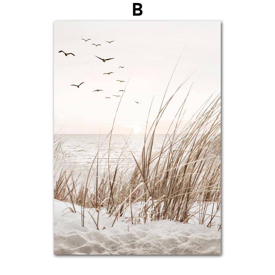 Bunny Tail Grass Reed Flower Beach Sand Wall Art Nordic Posters And Prints Canvas Painting Wall Pictures For Living Room Decor