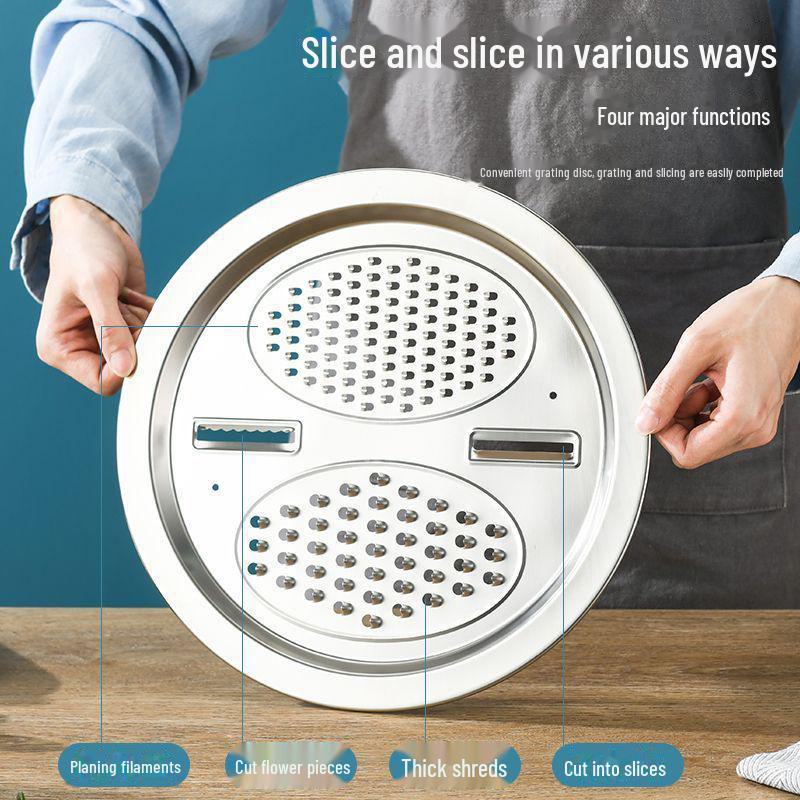 Multifunktionaler Gemüseschneider & Reibe mit Edelstahlklinge und Waschbecken