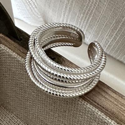 925 Sterling Silver Rings for Women Couple Minimalist Handmade Simple Interline Ring Party Jewelry Gift Prevent Allergy