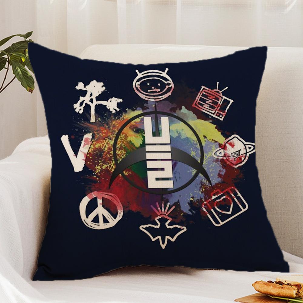 Rock Band U-U2 Cushion Cover Premium Comfort Reversible Pillow Cover - Dual - Use Design for Home & Car