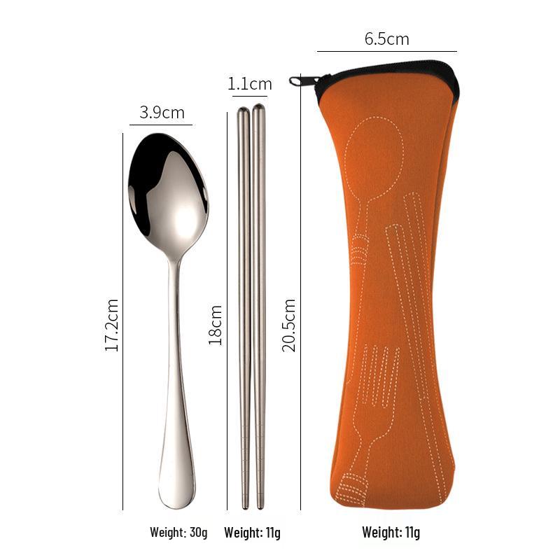 Stainless Steel Cutlery Set: Knife, Fork, Spoon & Chopsticks - Portable 4-Piece Set for Students, Travel, & Gifts