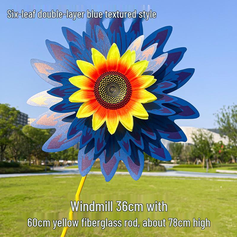 Children's Double-Layer Rotating Sunflower Pinwheel Outdoor Decoration