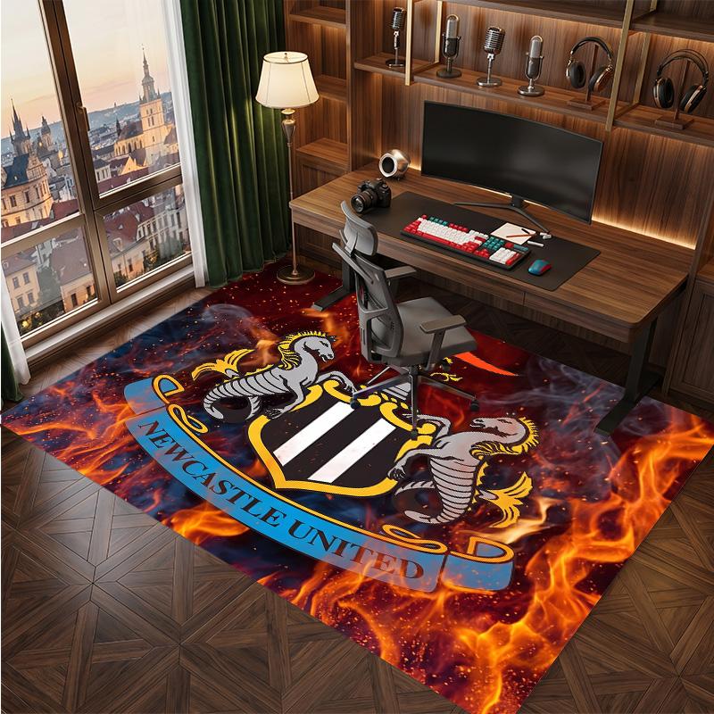 Tappeto in Velluto di Cristallo con Stampa di Calcio del Newcastle United, Comodo Assorbente d'Acqua Antiscivolo Tappeto per Pavimento Interno