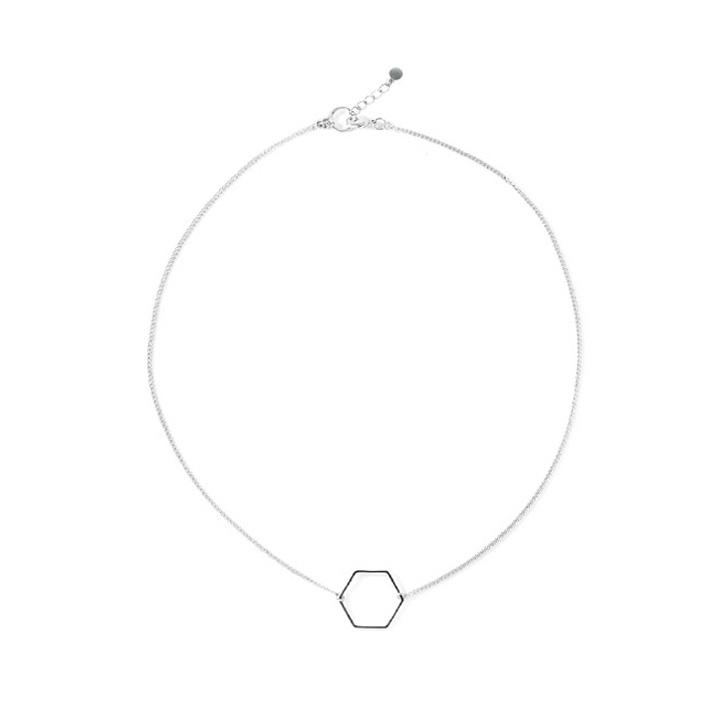 Glory_Arden Surgical Steel Hexagonal Pendant Necklace / Ghmn-009