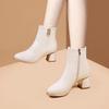 Soft leather short boots women's 2025 autumn and winter new thick heel side zipper Martin boots high heel short boots small leather boots thin boots
