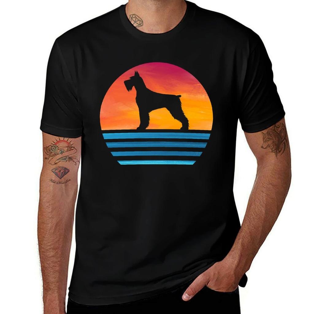 Funny Giant Schnauzer Mom Dog Lover Vintage Silhouette Giant Schnauzer Owner Gifts Tshirt Fashion Casual Short Sleeve Tshirt