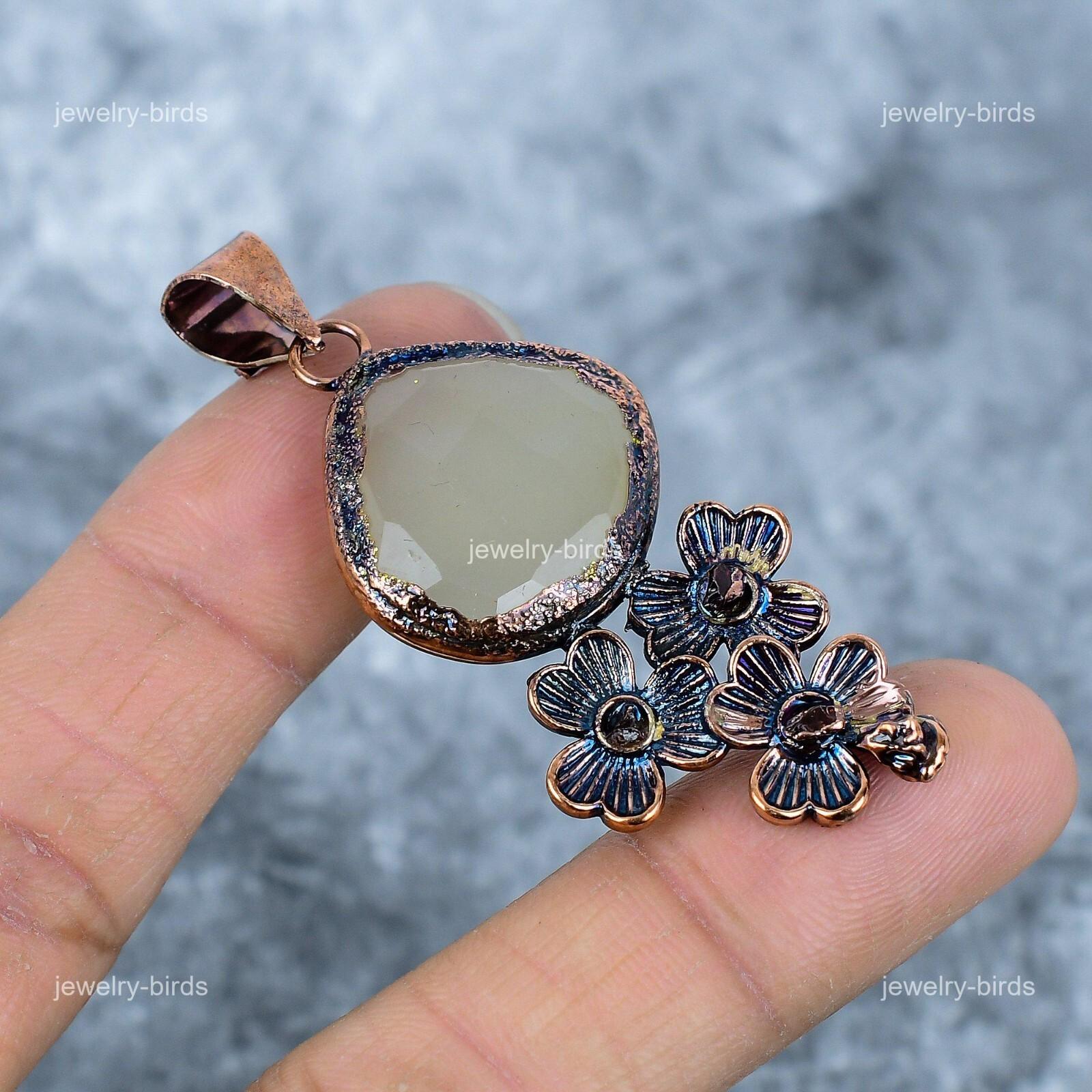 

Afghanistan Agate Stone Copper Electroformed Wife Gift Birthday Pendant Jewelry VP-41