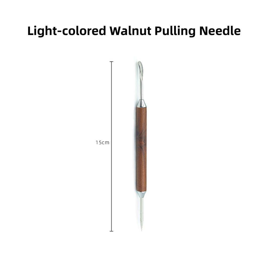 Professional Coffee Latte Art Needle with Pear Wood Handle 304 Stainless Steel Food Grade Hook Flower Coffee Making Tool