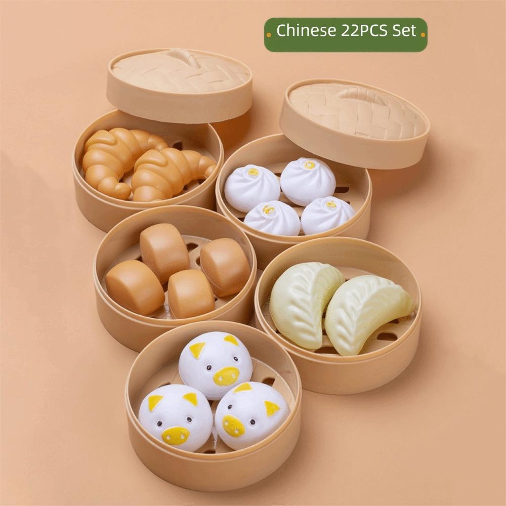 22/31/44/84PCS Miniature Steamer Buns Simulation Kitchen Toy Multicolor Chinese Breakfast Toy  Gift
