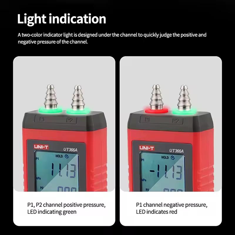 UNI-T Digital Manometer UT366A Air Pressure Gauge Handheld Pressure Differential Detector Pressure Measuring Device