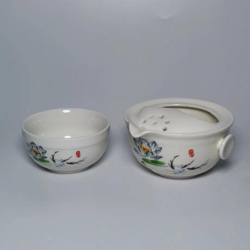 Hurtowy porcelanowy zestaw do herbaty 1 dzbanek 1 filiżanka, wysokiej jakości piękny i elegancki czajniczek Gaiwan i filiżanki łatwo podróżny czajnik
