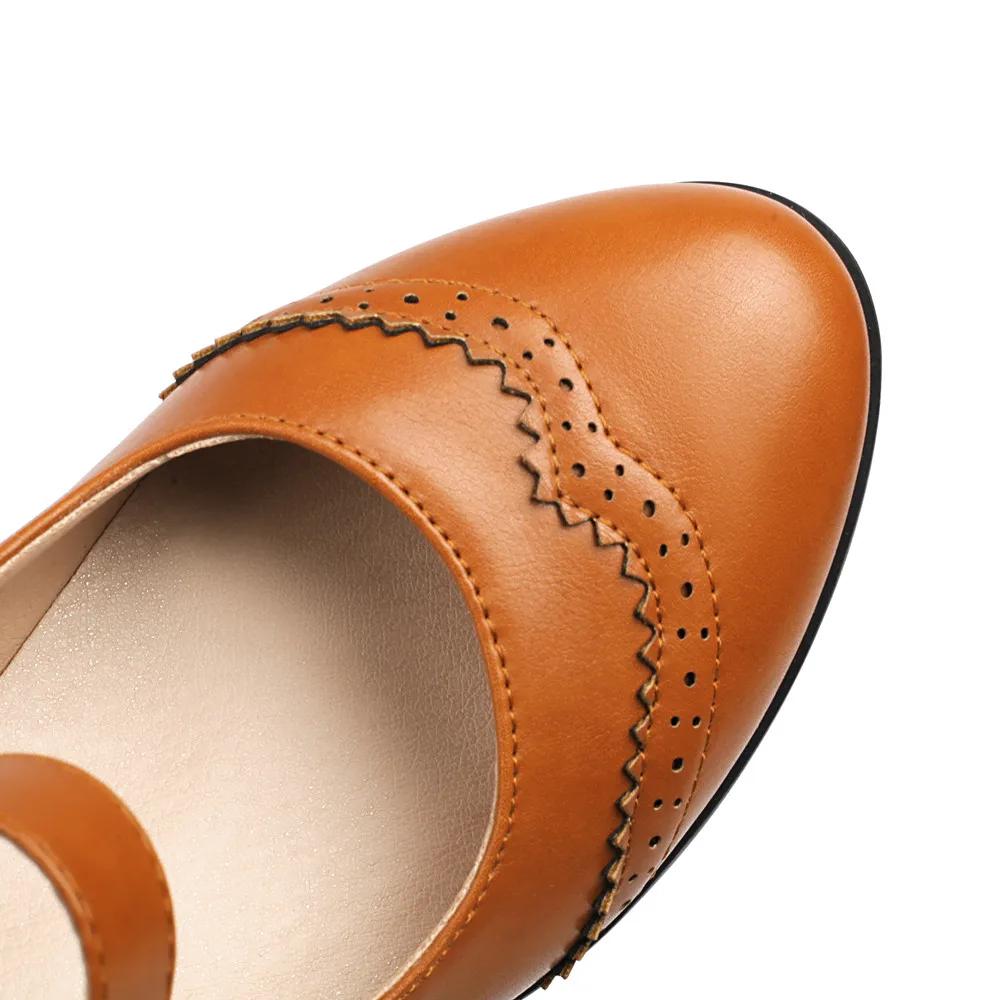 Fashion Spring High-heeled Shoes Women Buckle Thick High Heels Platform Mary Janes Ladies Pumps Footwear Vintage Party Wedding Pumps