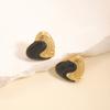 Japan and Korea simple design love stud earrings niche versatile hollow earrings stainless steel dripping oil cold wind women's earrings