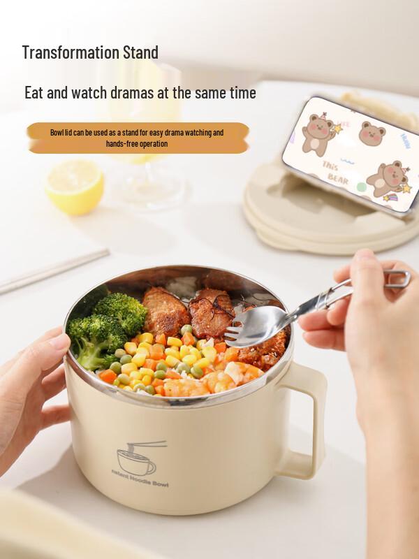 Zhaoran Insulated Stainless Steel Noodle Bowl with Lid