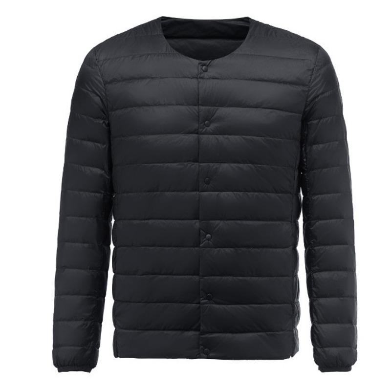 

New light and thin down jacket men s round neck variable neck liner down jacket medium green inner guarantee M чёрный