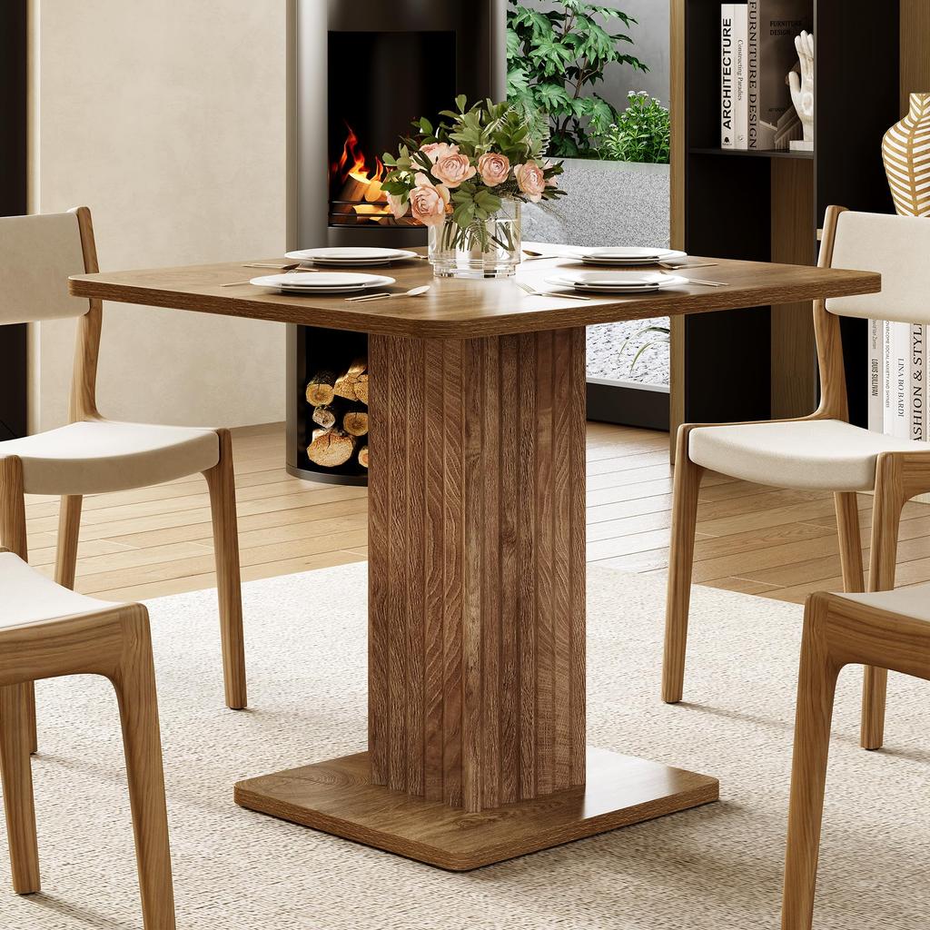 Dining Table for 4, 90 Cm X 80 Cm X 75 Cm Small Kitchen Table with Sturdy Base, Farmhouse Dinner Table for Dining Room