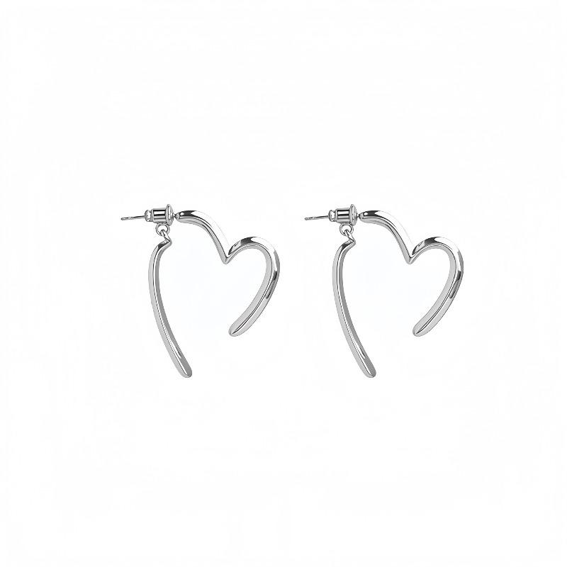 Love Heart Earrings, Elegant Earring Set, Unique Style Ear Studs, Cool Style Earring Set